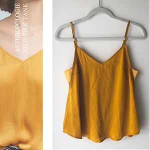 Anthropologie Gold Silk Tank